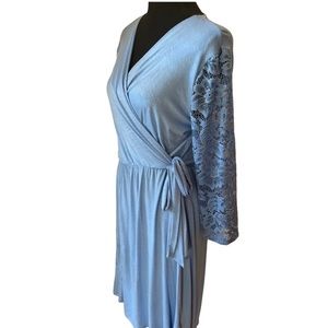 Stylish Reborn J blue faux wrap dress, size L.